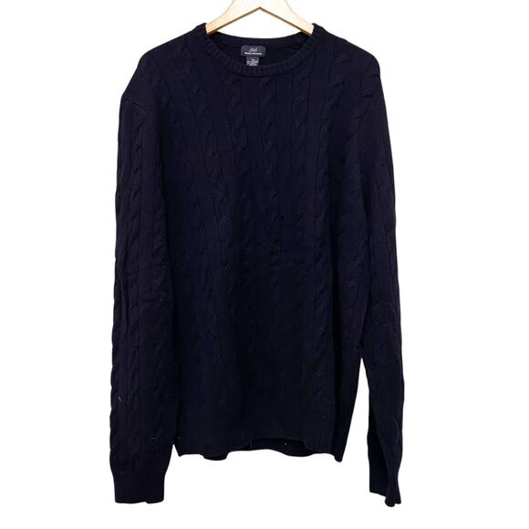 346 Brooks Brothers Navy Blue Lambswool Cashmere Cable Knit Sweater Sz XXL - Picture 1 of 4